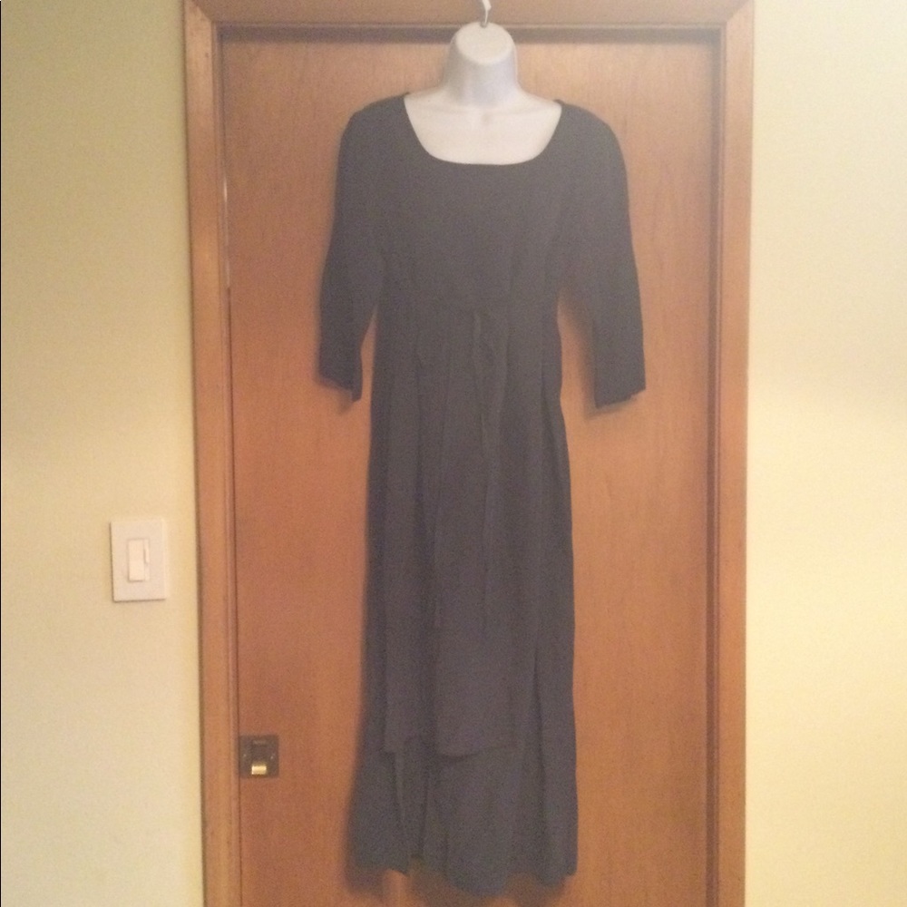 J.JILL Black Silk Blend Tiered Layered Midi Dress sz Small Petite NWT Vintage